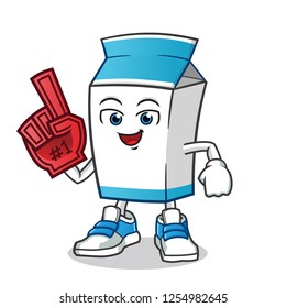 milk number one fan mascot vector cartoon illustration