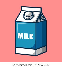milk on the packaging box cartoon colored isolated drawing line style sketch classic vintage design illustration