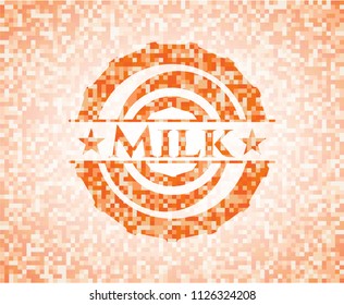 Milk orange mosaic emblem with background