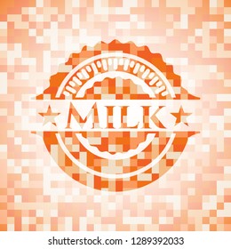 Milk orange mosaic emblem with background