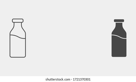 Milk outline and filled vector icon sign symbol