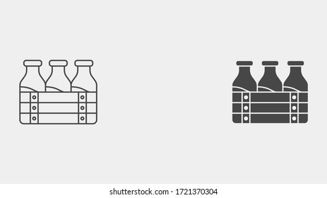 Milk outline and filled vector icon sign symbol