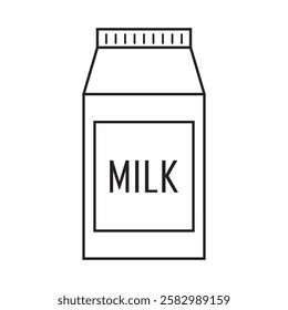 Milk outline icon isolated on white background. Milk carton box line icon symbol. Elements for design dairy products, logo farm, grocery store, health food, etc. Vector flat illustration, EPS 10. 