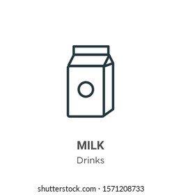 Milk outline vector icon. Thin line black milk icon, flat vector simple element illustration from editable drinks concept isolated on white background