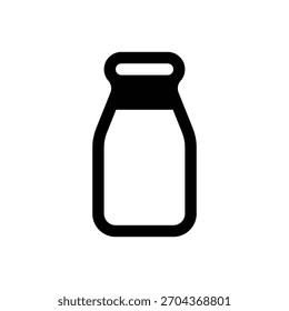 Leche. Icono de Vector de trazo delineado con detalles rellenos de negro.