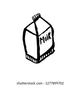 Milk pack grunge icon. Vector hand drawn illustration