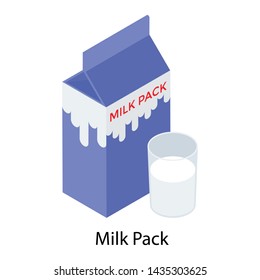 
Milk pack in isometric design 
