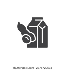 Milk pack and soy bean vector icon. filled flat sign for mobile concept and web design. Soy Milk glyph icon. Symbol, logo illustration. Vector graphics