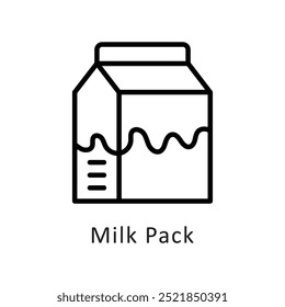 Milk Pack vector outline Icon style illustration. Symbol on White background EPS 10 File