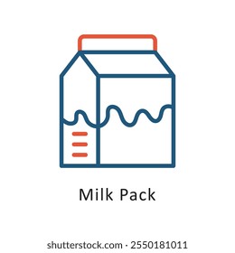 Milk Pack Vector Two Color Outline IconIcon. Eps 10 file