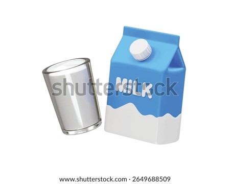 Milk package box with a glass of milk icon 3d illustration render