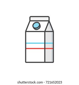 Milk package flat colored line icon.