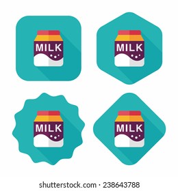 milk package flat icon with long shadow, eps10