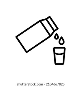 Milk package with glass, water drop simple icon vector. Flat design.ai