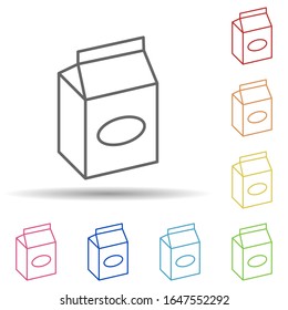 Leche en paquete en un icono de estilo multicolor. Línea delgada simple, contorno vector de iconos de comida rápida para ui y ux, sitio web o aplicación móvil