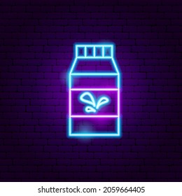 Milchverpackung Neon Signieren. Vektorgrafik der Alkoholwerbung.