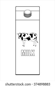 Milk  package on white background. Outline