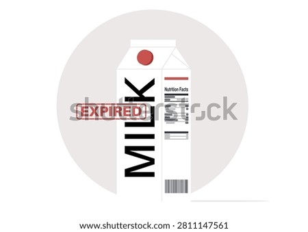 Milk package showing the prominent label expired, serve as a reminder to check expiration dates for safe consumption in a modern kitchen environment.