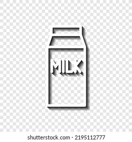 Paquete de leche simple vector de icono. Diseño plano. Blanco con sombra sobre rejilla transparente. 
