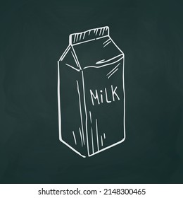 Paquete de leche líneas blancas delgadas sobre fondo oscuro textural - Ilustración vectorial