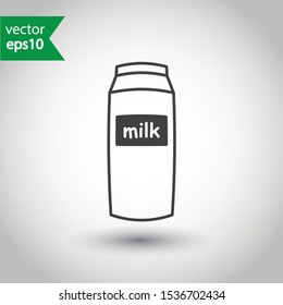 Milk package vector icon. Milk product package sign design. EPS 10 Milk flat pictogram