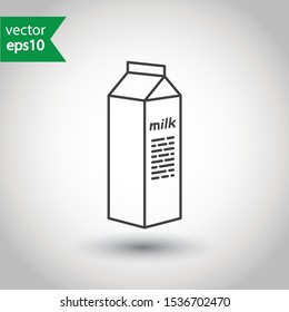 Milk package vector icon. Milk product package sign design. EPS 10 Milk flat pictogram