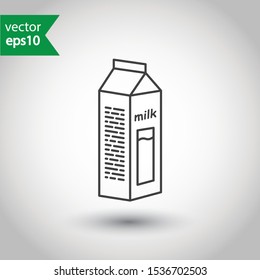 Milk package vector icon. Milk product package sign design. EPS 10 Milk flat pictogram