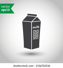 Milk package vector icon. Milk product package sign design. EPS 10 Milk flat pictogram