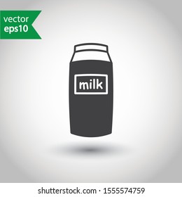 Milk package vector icon. Milk product package sign design. EPS 10 Milk flat pictogram