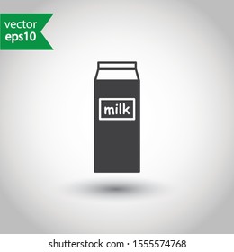 Milk package vector icon. Milk product package sign design. EPS 10 Milk flat pictogram