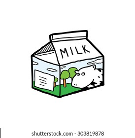 milk packaging in doodle style