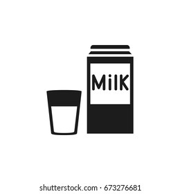 Milk in packaging and glass