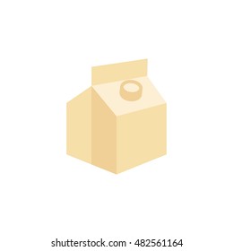 Milk packaging icon in flat color style. Food breakfast breakfast paper carton