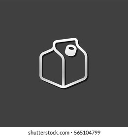 Milk packaging icon in metallic grey color style. Food breakfast breakfast