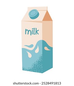 Milk packaging isolated on white background. Organic dairy product. Flat illustration.
