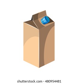 Milk packet in cartoon style isolated on white background vector illustration