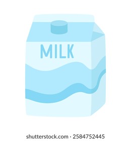 milk packet isolated on white background, flat vector illustration of cartoon paper packet