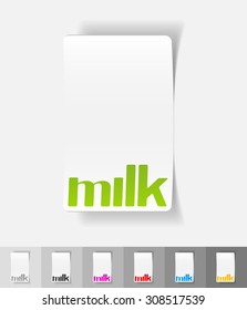 milk paper sticker with shadow. Vector illustration