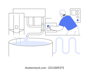 Leche pasteurización abstracta concepto ilustración vectorial. Proceso de pasteurización de leche con intercambiador de calor, elaboración de bebidas orgánicas, industria alimentaria, productos lácteos metáforas abstractas.