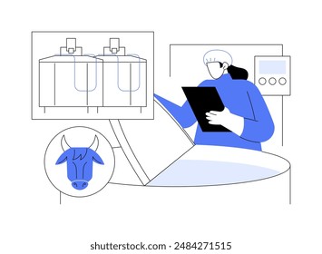 Milk pasteurization abstract concept vector illustration. Food engineer deals with dairy production using special equipment, milk pasteurization process, natural science abstract metaphor.
