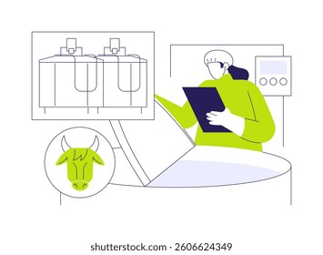 Milk pasteurization abstract concept vector illustration. Food engineer deals with dairy production using special equipment, milk pasteurization process, natural science abstract metaphor.
