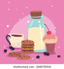 milk and pastry products home food