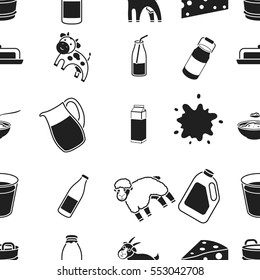 Milk pattern icons in black style. Big collection of milk vector symbol stock illustration