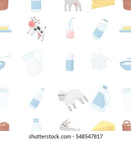 Milk pattern icons in cartoon style. Big collection milk vector symbol stock illustration
