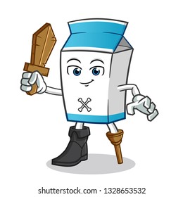 milk pirate mascot vector cartoon illustration
