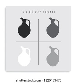 Milk pitcher flat black and white vector illustration. Simple jug icon.