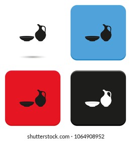 Milk pitcher flat vector illustration. Simple jug and bowl icon.