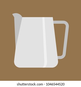 Milk pitcher icon, coffee equipment flat design vector