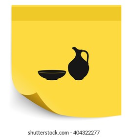 Milk pitcher illustration. Flat jug and bowl icon.