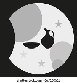 Milk pitcher illustration. Flat jug and bowl icon.